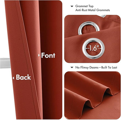 MIULEE Burnt Orange Blackout Curtains - Image 4