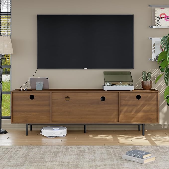 WODNITURE 71inch TV Stand with Storage & 2 Drawers, Mid-Century Modern TV Stand - Image 4