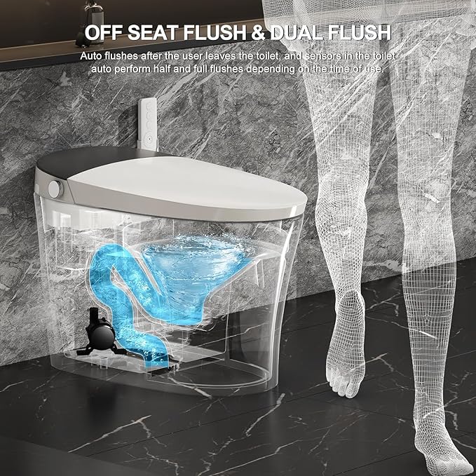 Smart Toilet with Bidet Built in, Heated Bidet, Auto Open/Close Lid, Foot - Image 5