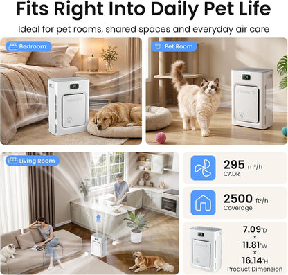 pet air purifier for home large room 2500 on a desk or shelf