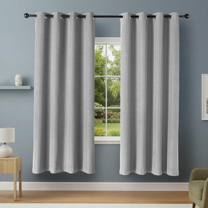 Amazon Basics 100% Blackout Curtains with Grommets, Noise Reducing, 52 x 84 Inches, Dark Gray, 2 Panels