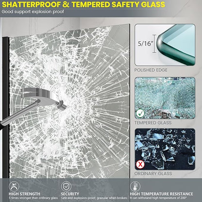 Bathroom Shower Glass Door Panel, 5/16" Thick Clear Tempered Glass Door Screen - Image 5