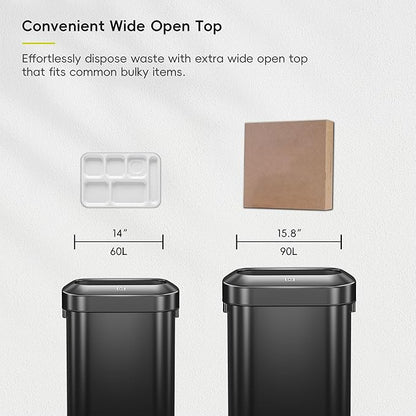 EKO Urban 24 Gallon/90 Liter Open Top Stainless Steel Slim Commercial Trash Can - Image 5