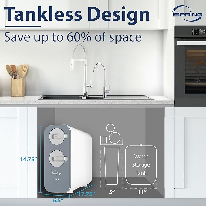 iSpring RO800G Tankless Reverse Osmosis System, 800 GPD Under Sink Water Filter - Image 4