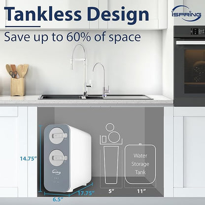 iSpring RO800G Tankless Reverse Osmosis System, 800 GPD Under Sink Water Filter - Image 4