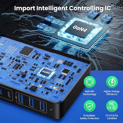 USB C Charger 300W USB C Charger Block, 8-Ports GaN IV Fast Charging Station Hub - Image 3