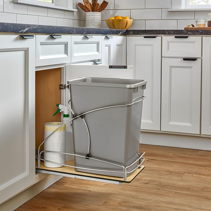 Rev-A-Shelf Steel Bottom Mount Single 35 Quart 8.75 Gallon Waste Bin Trash - Image 2
