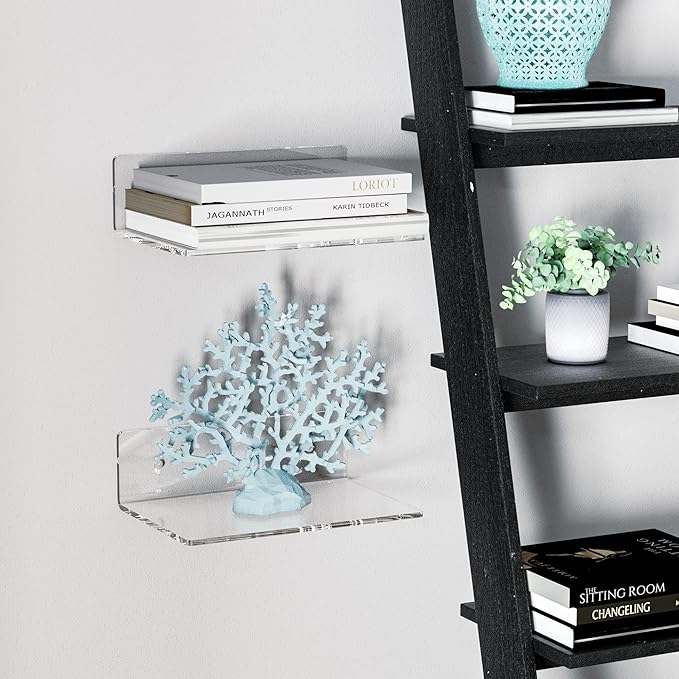 9 Inches Acrylic Wall Shelves 2 Pack, Floating Shelf - Image 5