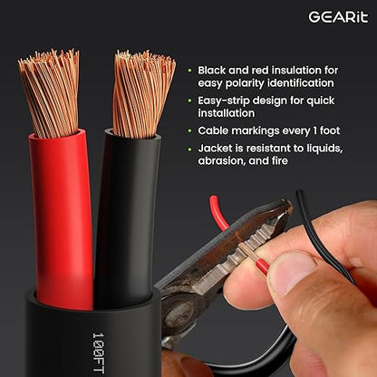 GEARit Outdoor Speaker Wire CL3 Rated, 16 Gauge Speaker Wire, Speaker Cable 100 - Image 2