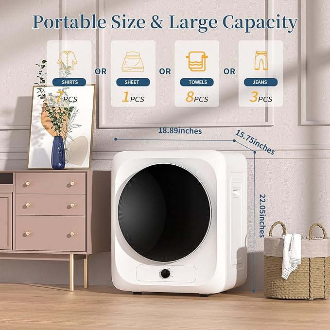 Zynkez Portable Clothes Dryer, 110V Electric Compact Laundry Dryer - Image 3