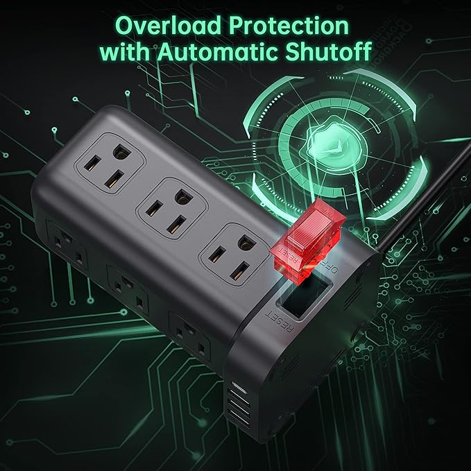 Extension Cord with Multiple Outlets, Surge Protector Power Strip Tower - Image 2