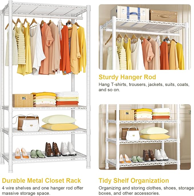 Ulif H2 Heavy-Duty Portable Closets, 4-Tier Freestanding Garment Rack Suit - Image 6