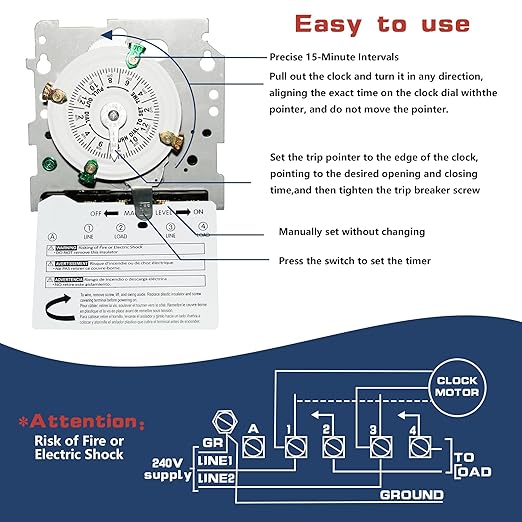 T104M Mechanical Time Switch, 208-277 VAC 5HP 40A DPST Timer Switch, Versatile - Image 3