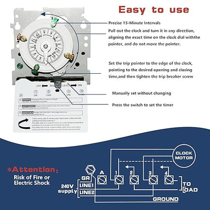 T104M Mechanical Time Switch, 208-277 VAC 5HP 40A DPST Timer Switch, Versatile - Image 3