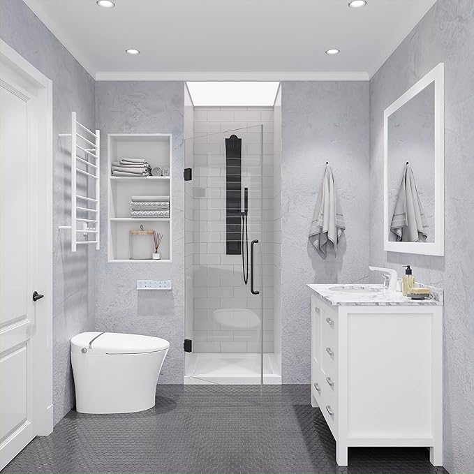 ANZZI 72" x 30" Frameless Shower Door in Gun Metal Black, Passion Water - Image 5