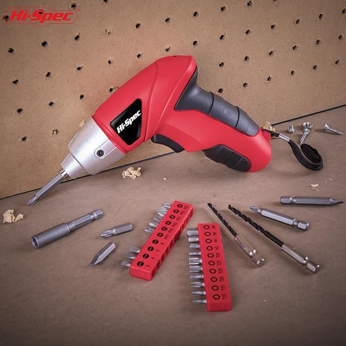 Hi-Spec 27pc 3.6V Red Small Power Electric Screwdriver Set. Cordless & - Image 6