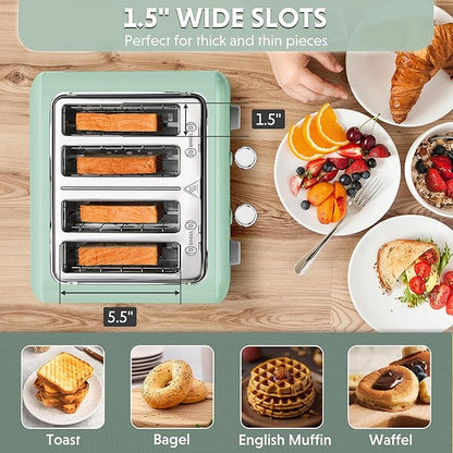 BUYDEEM DT640 Retro 4 Slice Toaster, 7 Shade Settings, Extra Wide 1.5'' Slots - Image 3