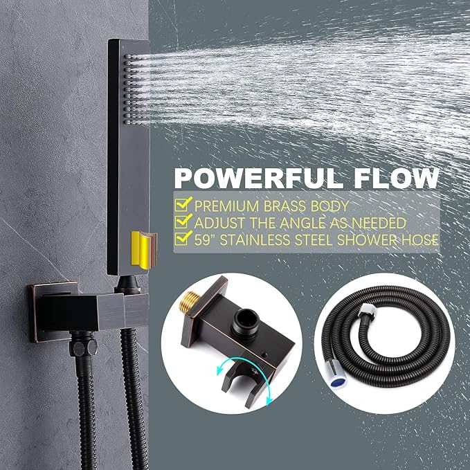 KATAIS Temperature Display Oil Rubbed Bronze Shower System, Push Button Shower - Image 6