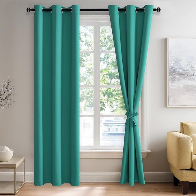 JIUZHEN Peacock Blue Blackout Curtains by JIUZHEN