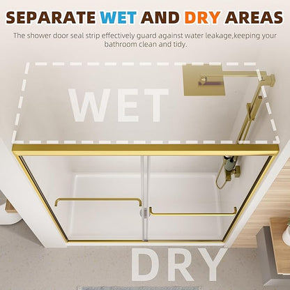 Shower Door, 44-48" W x 70" H Semi-Frameless Double Sliding Glass Shower Door - Image 9