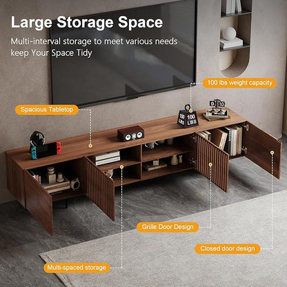 Pajiasen 94.48″ Mid Century Modern Walnut TV Stand - Image 6