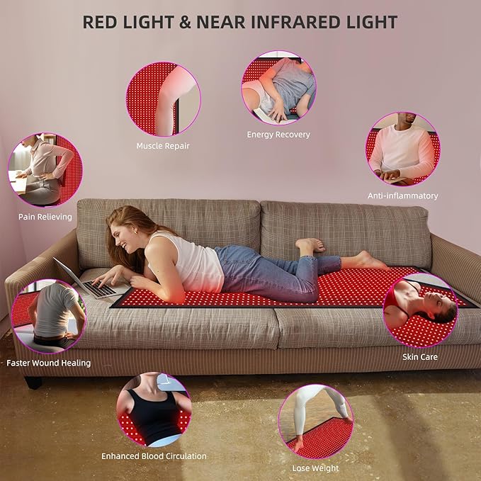 Red Light Therapy Large Mat for Whole Body Relief 71''x31'' Infrared Therapy - Image 6