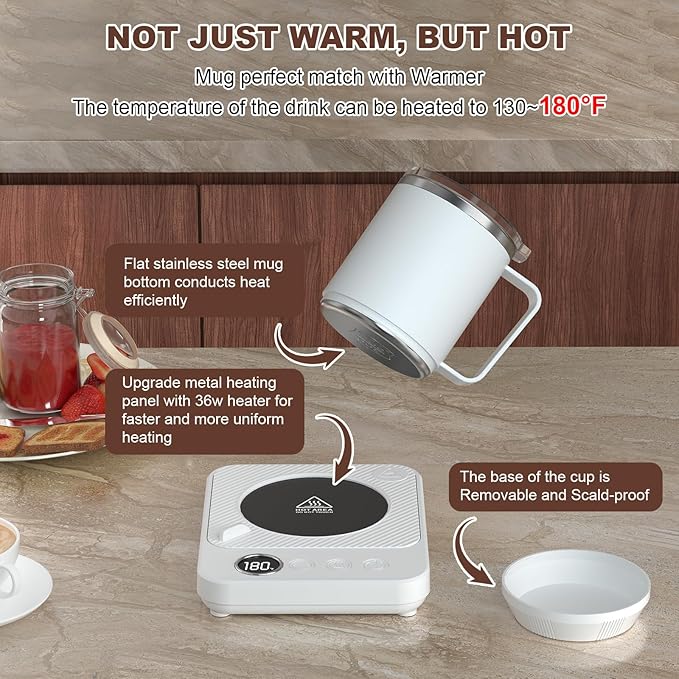 Coffee Mug Warmer & Mug Set for Desk, Smart Coffee Cup Warmer - Image 2