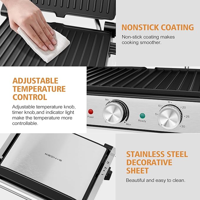 1600W Panini Press, Sandwich Maker - Image 4