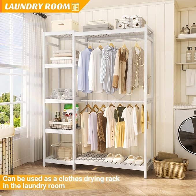 Homykic Bamboo Clothes Rack Garment Rack - Image 7