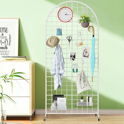 Asee'm Grid Wall Panels Display Stand 2.6' x 5.8' FT White Movable Wire Grid - Image 4