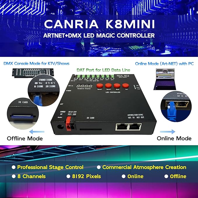 CANRIA K8MINI ARTNET+DMX Console LED Pixel Controller, - Image 2