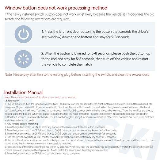 WUANGKI Power Master Window Switch Front Left Driver Side | 3+0 Pins | - Image 6