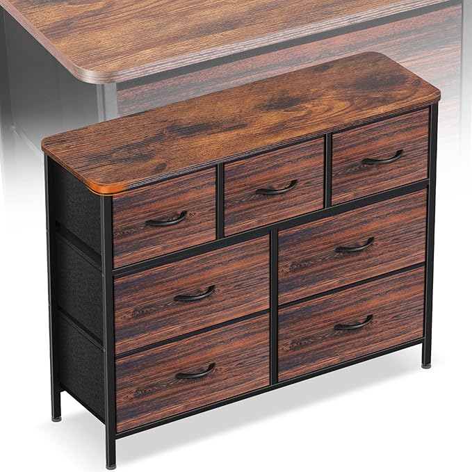 Curved Profile Dresser for Bedroom, Chest of Drawers, 7 Storage Drawers by Sonharlar