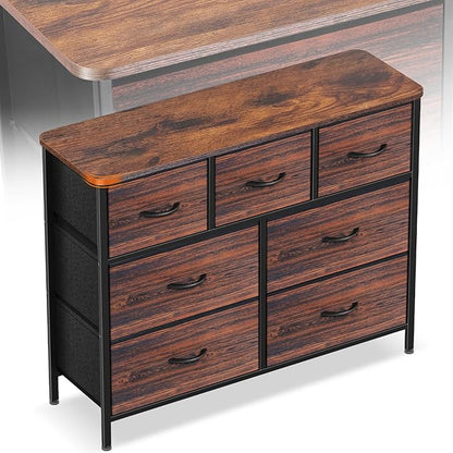 Curved Profile Dresser for Bedroom, Chest of Drawers, 7 Storage Drawers by Sonharlar