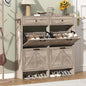 Shoe Cabinet with 4 Flip Drawers & 2 Storage Drawers, Rustic Farmhouse Narrow by Thacuok