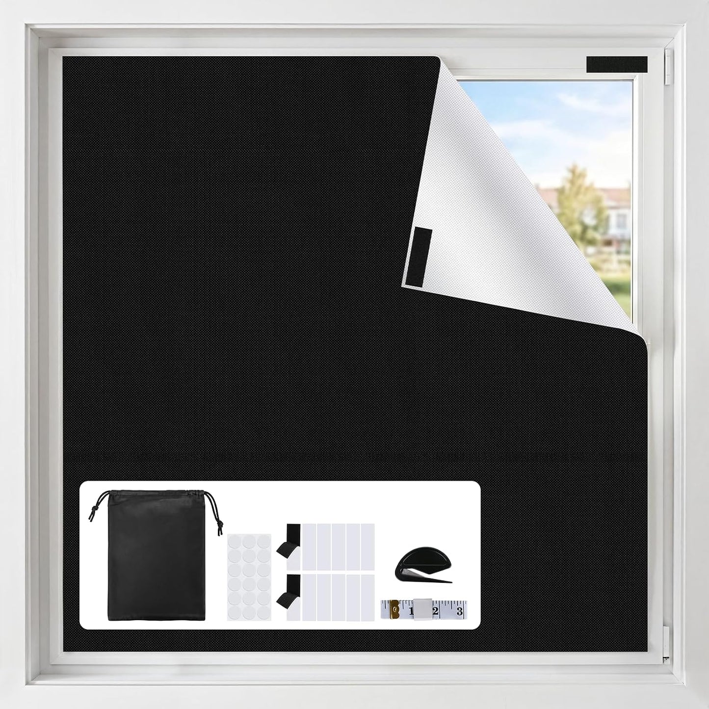 Serlmwnt 100% Blackout Bedroom Curtains, No-Drill, Customizable Blackout Curtains (Suitable for Bedrooms, Home Theaters, RVs) (57" W x 118" H)