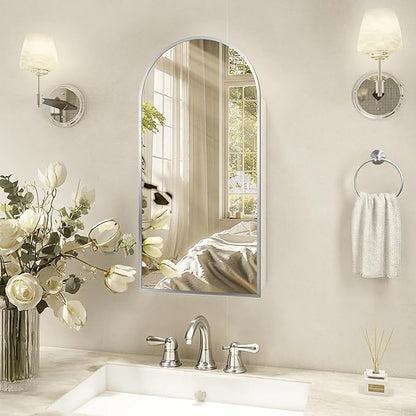 Silver Medicine Cabinet with Mirror, Arched Bathroom Cabinet Left or Right by FunFurnitureFollowLife