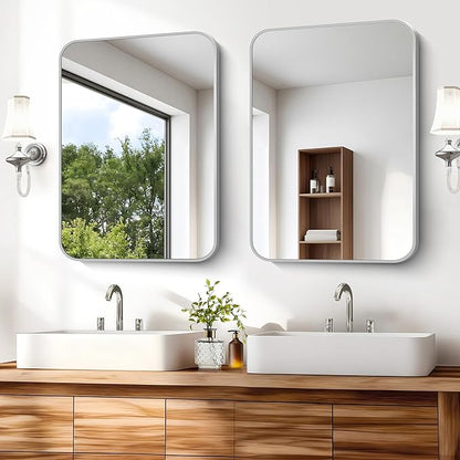 Silver Bathroom Mirror, 18 x 24 Inch Rectangle Mirrors - Image 7