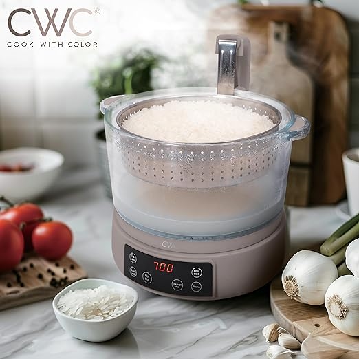 COOK WITH COLOR 3L Glass Mini Low Carb Rice Cooker – Holds 2 Cups Raw/Makes 6 - Image 4