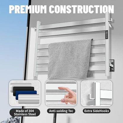 K&KALONZO Towel Warmer for Bathroom, Wall-Mounted 6-Bar Heated Towel Rack - Image 7