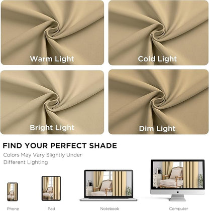 CUCRAF Beige Blackout Curtains 84 Inches Long, Thermal Insulated Noise Reducing - Image 5