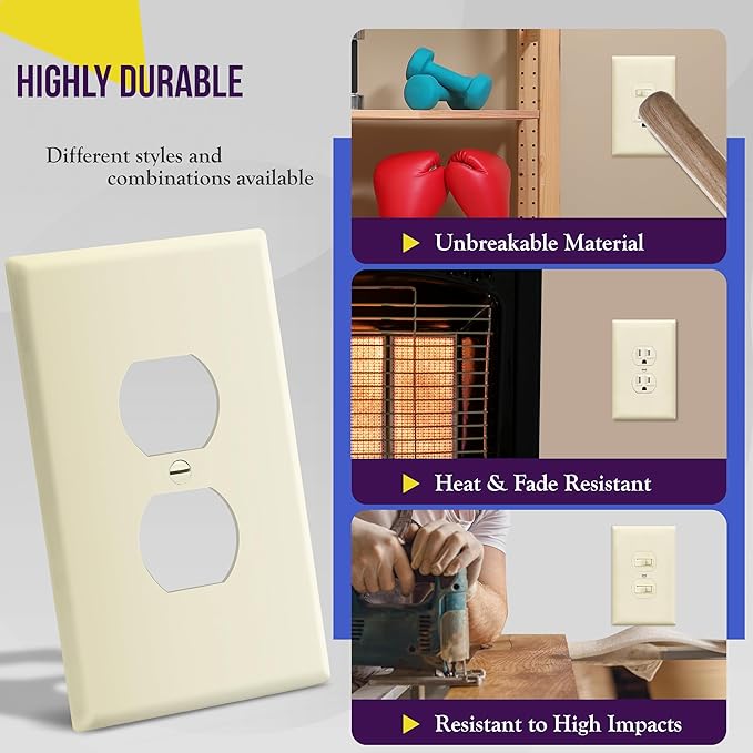 ENERLITES Duplex Receptacle Outlet Wall Plate, Jumbo Electrical Outlet Cover - Image 5