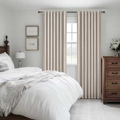Grey Flax Taupe Hook Belt&Rod Pocket Curtains 84 inch Length 2 Panels Set - Image 7