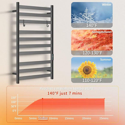 Heated Towel Rack for Bathroom, Hot Towel Warmer Rack Large 10 Bar Electric Hot - Image 4