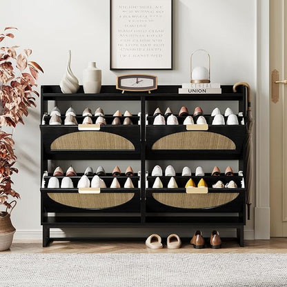 Maupvit Large Rattan Shoe Storage Cabinet - Image 3