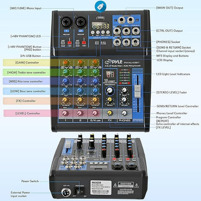 Pyle Professional 4 Channel Audio Mixer - Image 2
