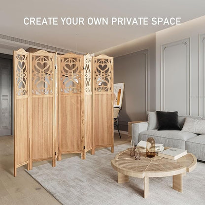 ALeesing 6 Panel Room Divider Fully Assembled, Carved Room Dividers and Folding - Image 9