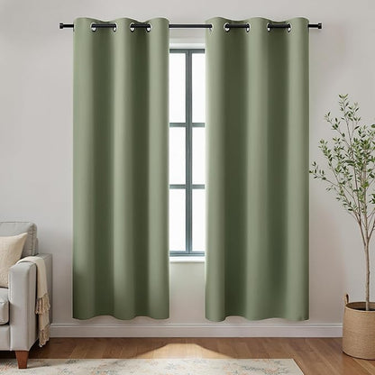 KOUFALL Dark Sage Green Boho Blackout Curtains 72 Inch Length by KOUFALL