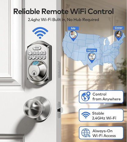 TEEHO TE012W-K WiFi Smart Keyless Entry Door Lock - Image 2