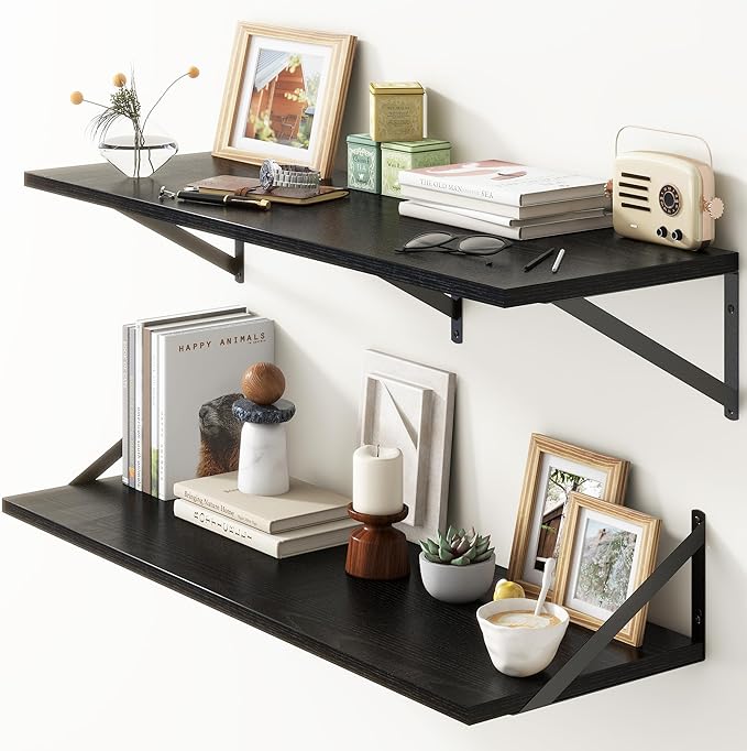 36"W x 12"D Floating Shelves, 12 Inch Deep Wall Shelves by FunMemories